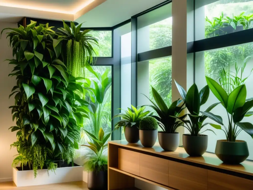 Un oasis verde en un jardín interior con rincones de poca luz