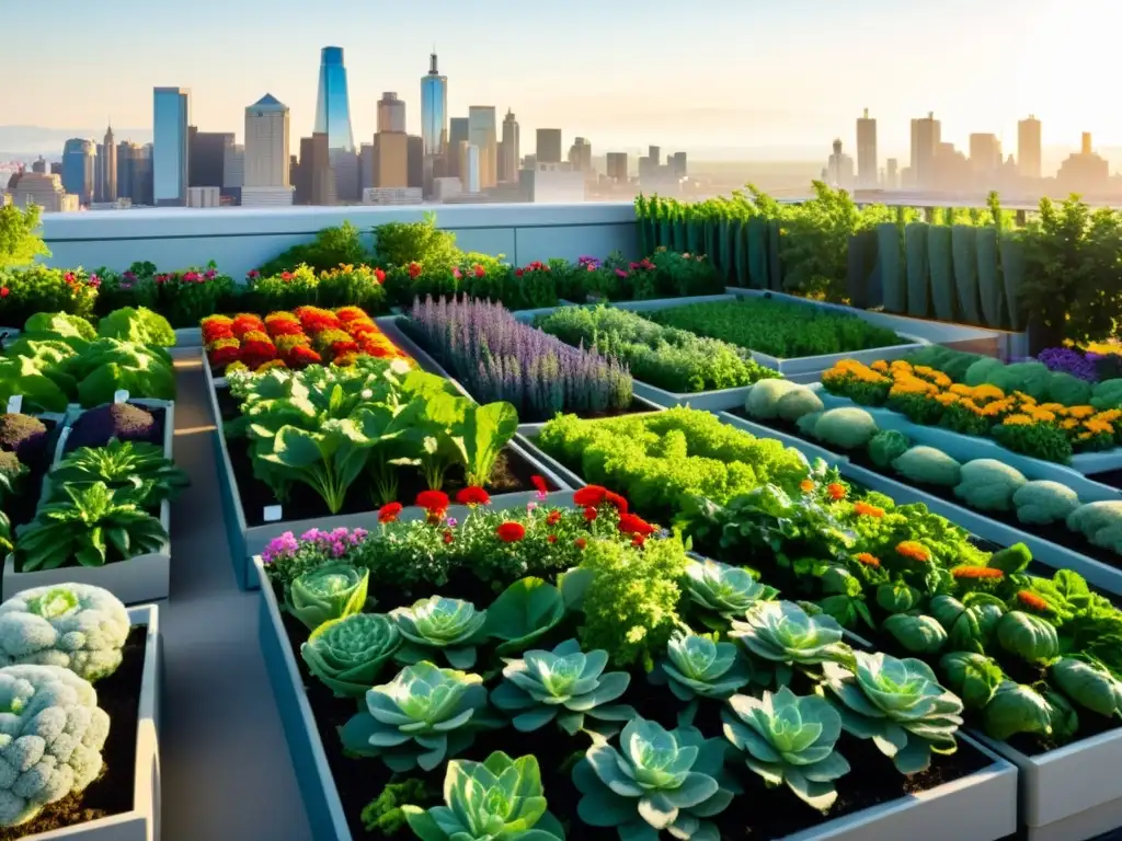 Un oasis verde en un tejado vibrante, donde la ciudad y la naturaleza coexisten en armonía