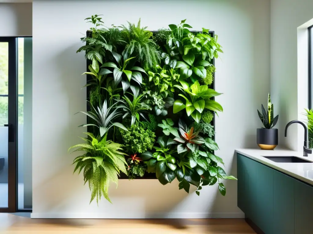 Un oasis de verdor en interiores con plantas exuberantes en macetas modernas