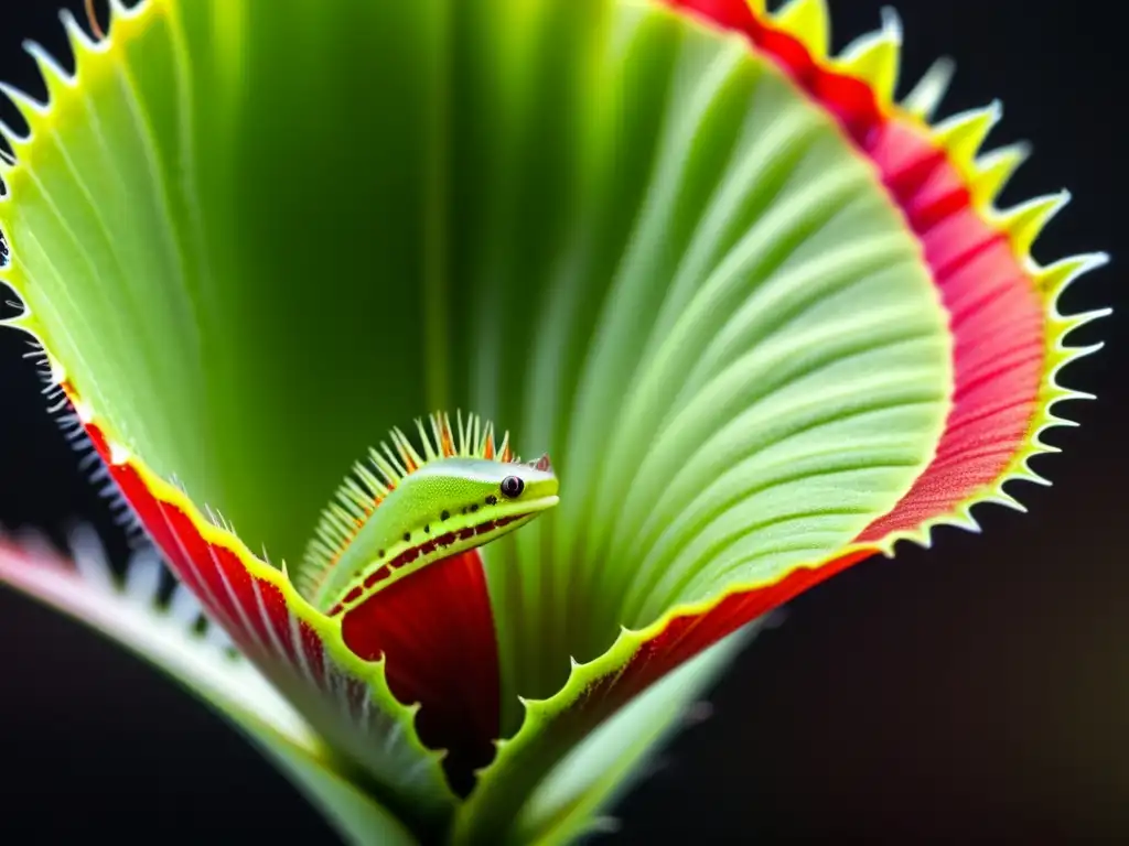 Planta carnívora Venus atrapa presa en imagen detallada