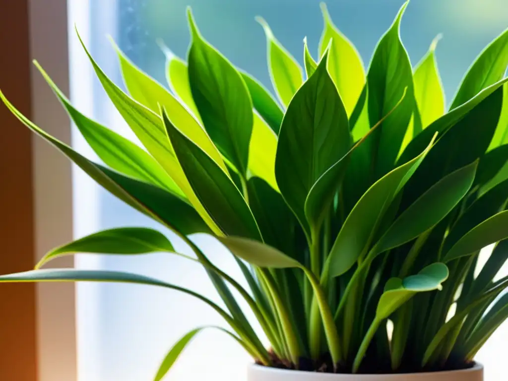 Planta de Hierba Luisa cuidados en interior en maceta blanca, resplandeciendo en luz solar