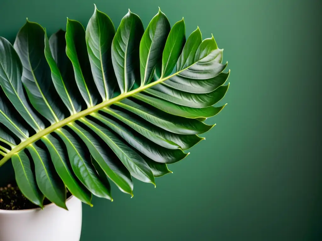 'Fotografía de planta de interior con detalles verdes y texturas naturales, iluminación suave