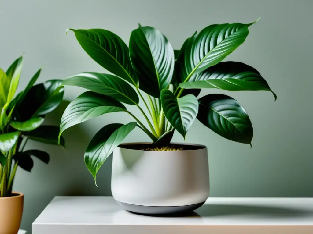 Una planta de interior exuberante en una maceta moderna y minimalista