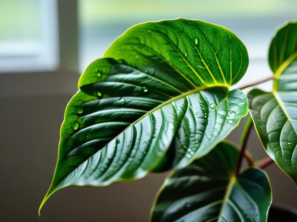 'Una planta de interior exuberante y verde, iluminada suavemente por la luz natural