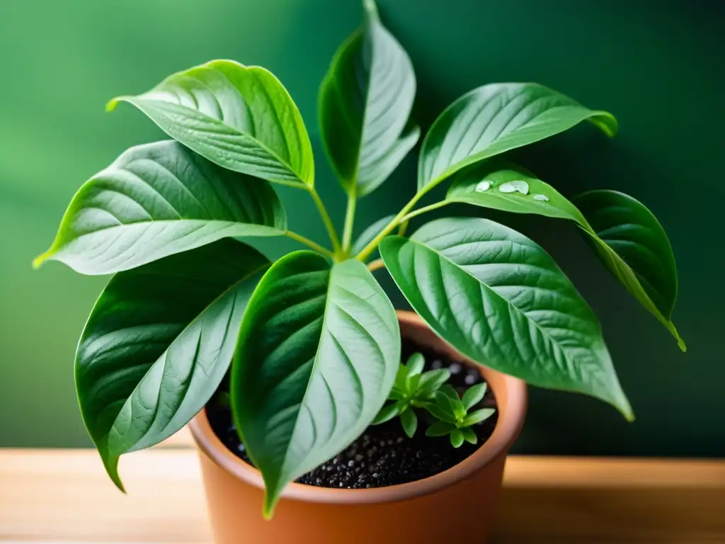 Una planta de interior exuberante y vibrante bajo la luz natural