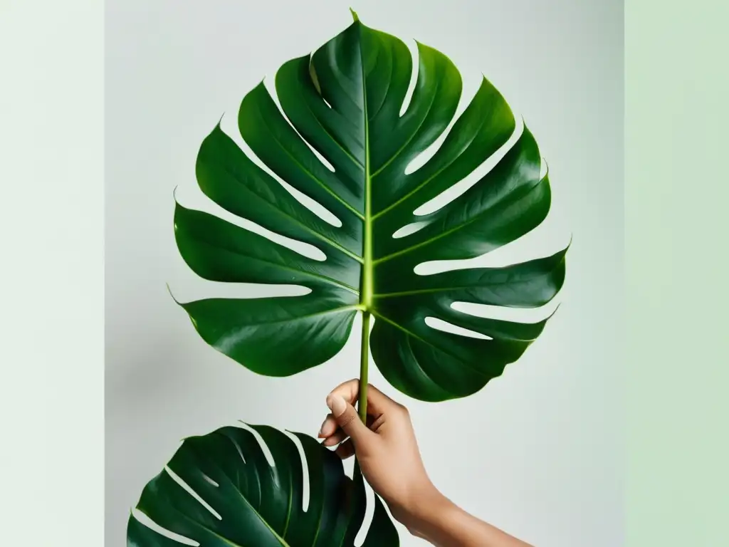 Fotografía de planta de interior con persona, transmitiendo armonía y conexión con la naturaleza