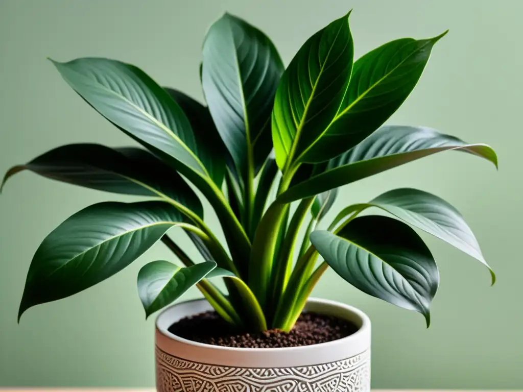 Fotografía de planta de interior en maceta moderna, resaltando su belleza natural y elegante