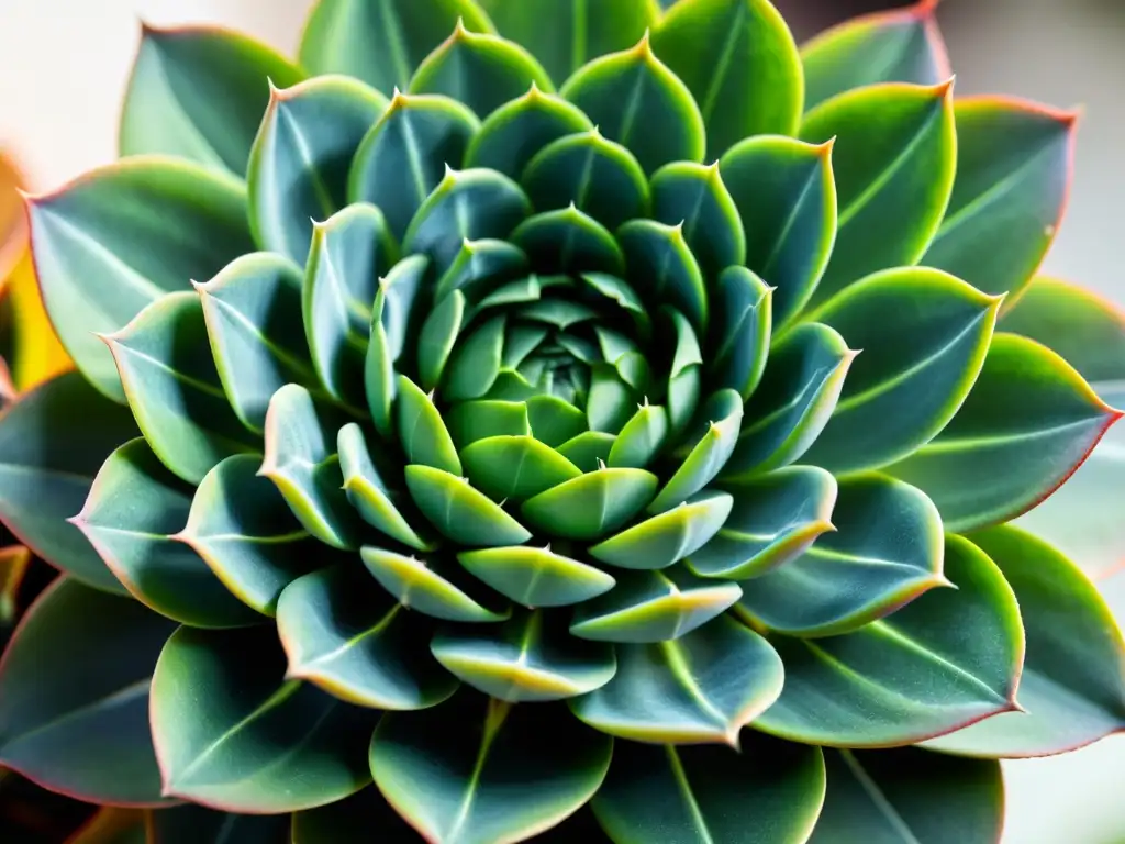 Fotografía de planta suculenta verde vibrante en primer plano, con patrones intrincados en las hojas y sombras dramáticas, iluminada de forma natural