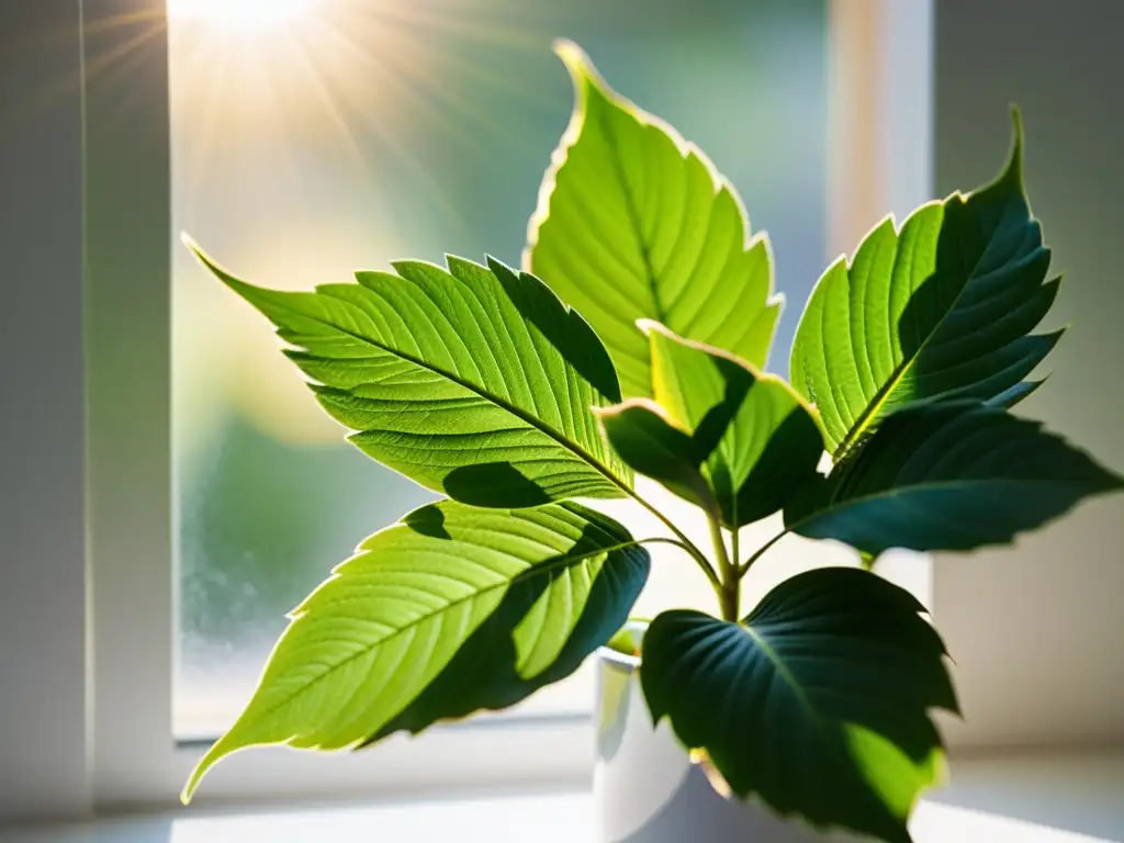 Planta verde iluminada por la luz dorada, resalta la importancia del fotoperiodismo en plantas