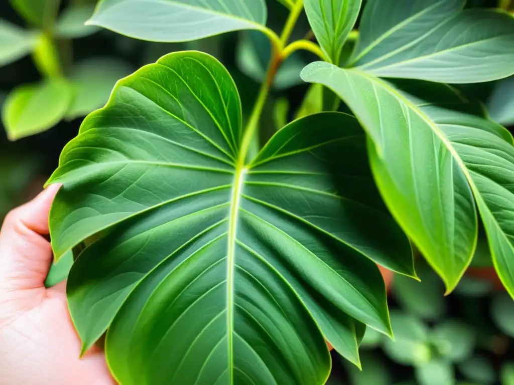 Fotografía de plantas de interior: Detalle de la lente de un smartphone capturando la belleza intrincada de una planta verde en un ambiente luminoso