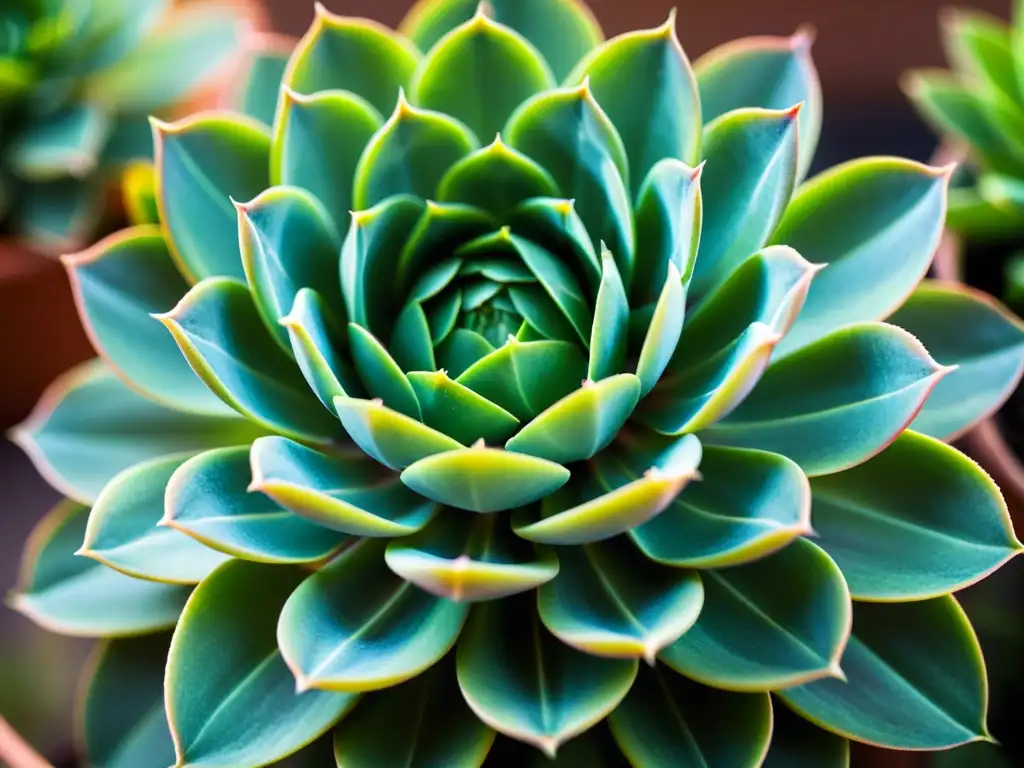 Fotografía de plantas de interior: Detalle de suculenta verde resaltando su belleza natural y tranquilidad