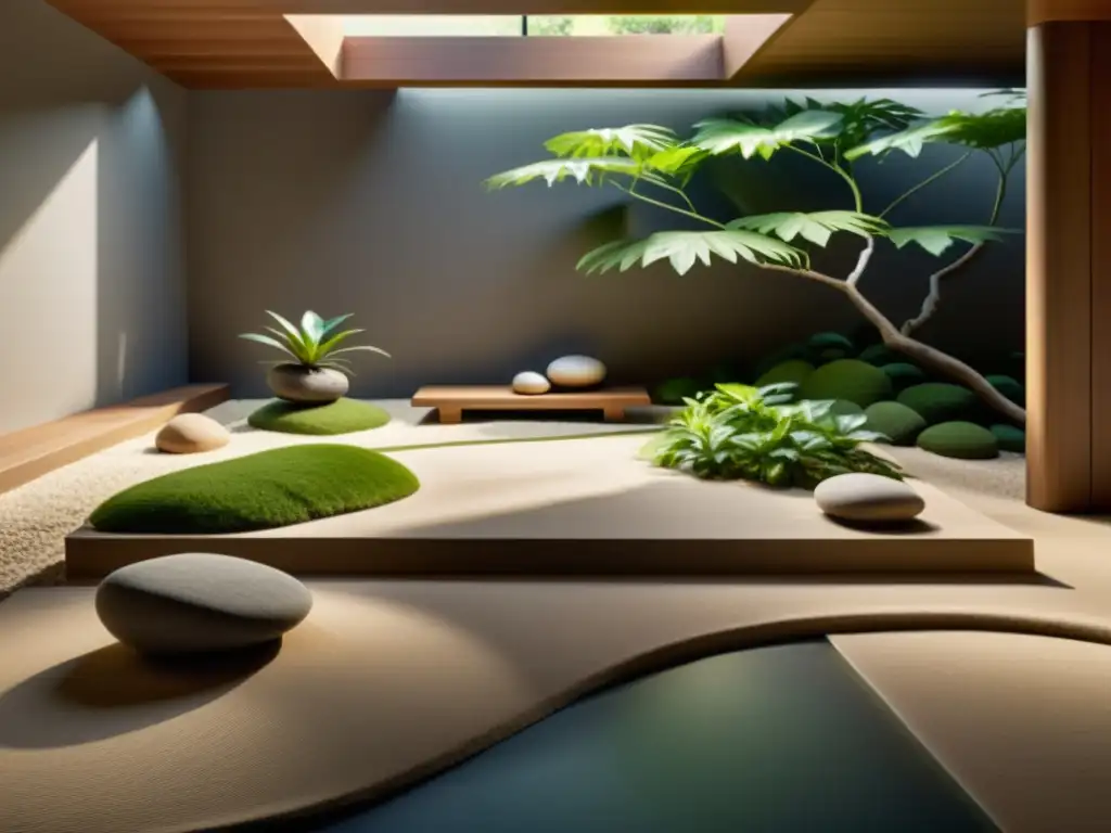 Crear un jardín zen con plantas en el interior, un espacio sereno y armonioso para la contemplación y relajación