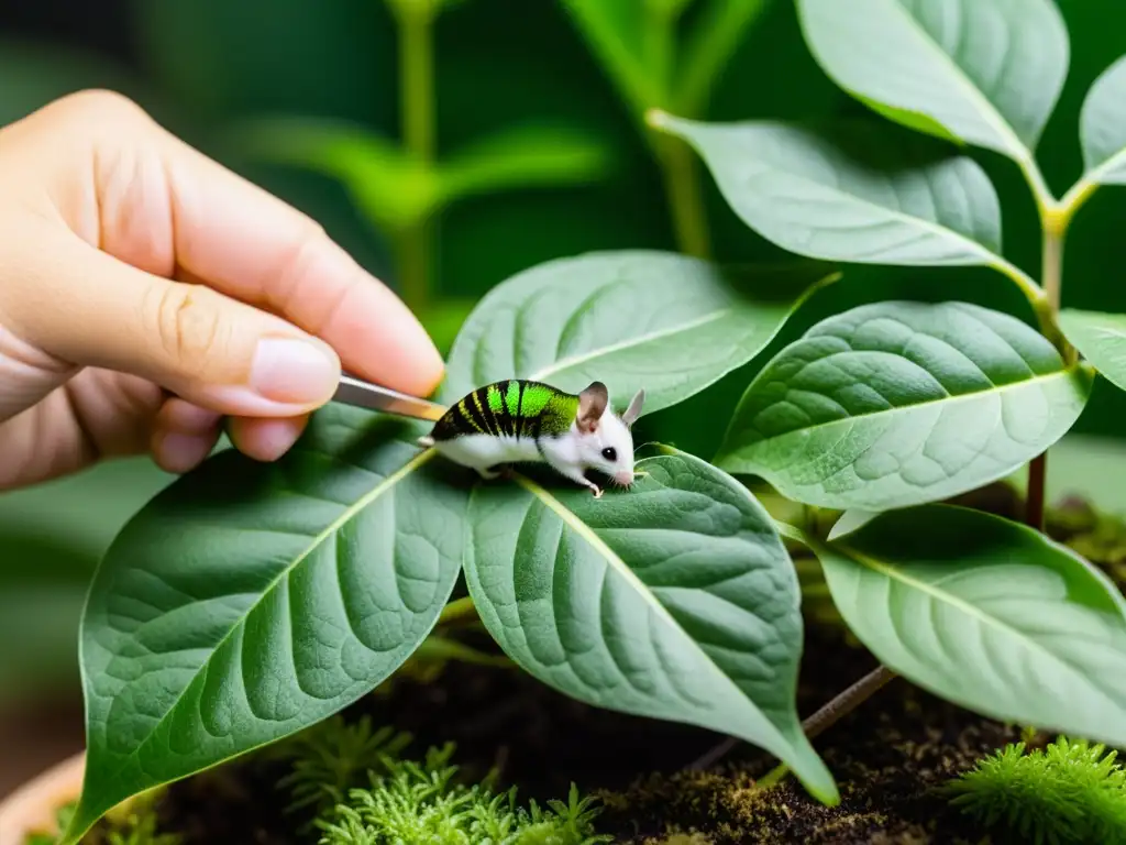 Con precisión, una persona elimina cochinillas blancas de una planta interior exuberante con cuidado y atención