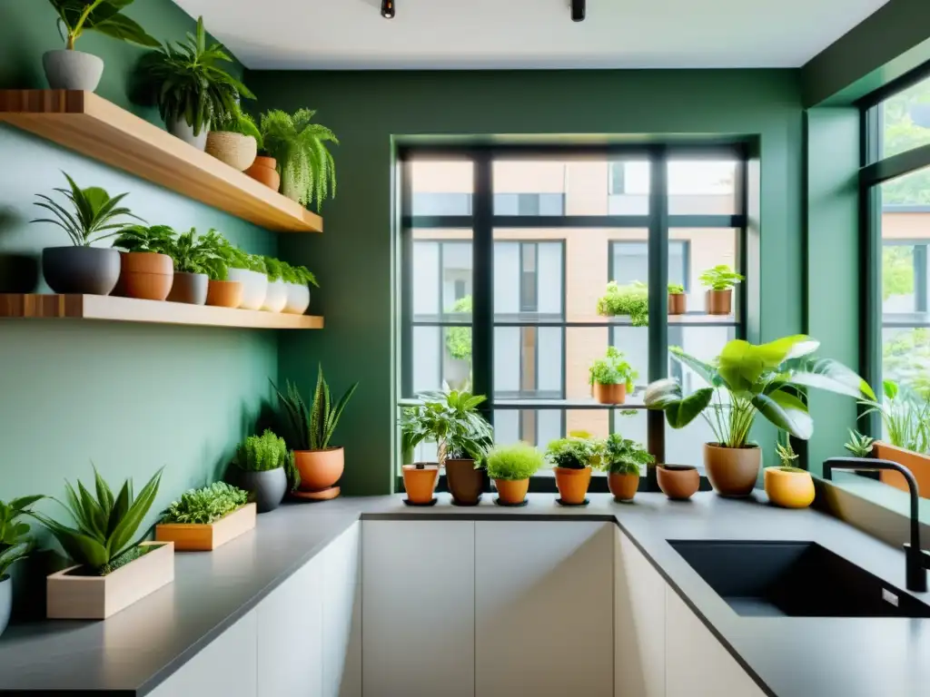 Un refrescante jardín interior en un apartamento minimalista