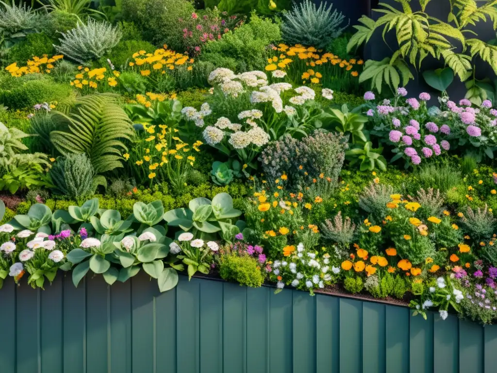 Refugio ecológico para aves: Imagen 8k de un techo verde lleno de flores vibrantes y vegetación nativa, con aves y polinizadores