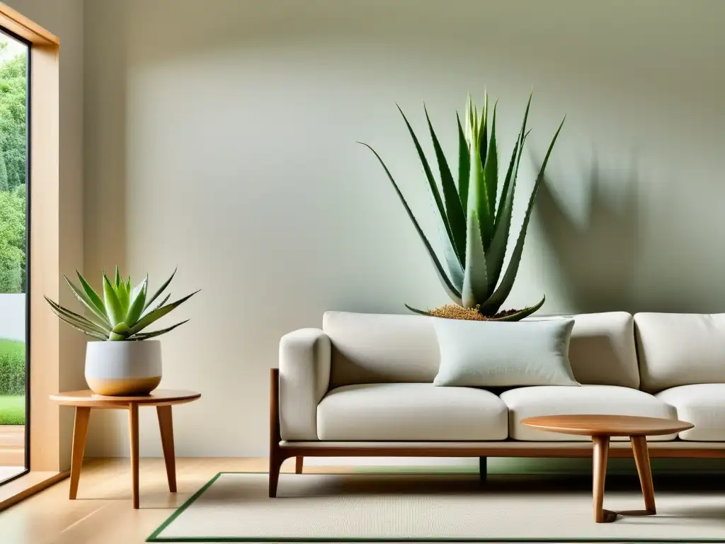 Salón sereno con aloe vera, Feng Shui y beneficios aloe vera Feng Shui