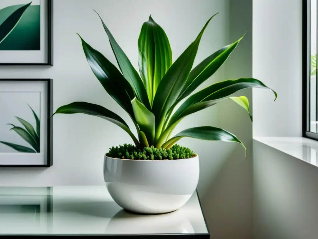 Sansevieria en ambiente moderno y minimalista con beneficios para purificar aire