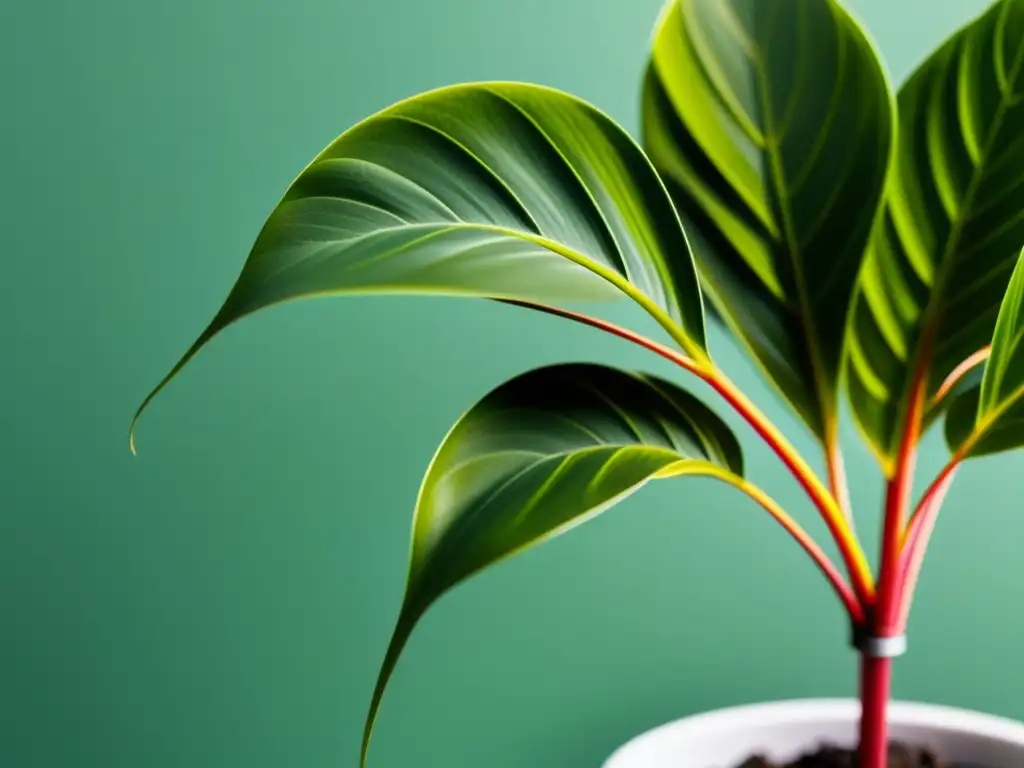 Un sensor moderno junto a una planta verde, bañados en luz natural