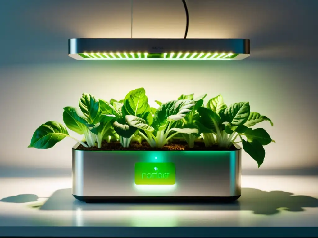 Un sistema hidropónico en casa de diseño moderno cuidando plantas con elegancia y eficiencia, nutriendo las raíces de lechugas vibrantes