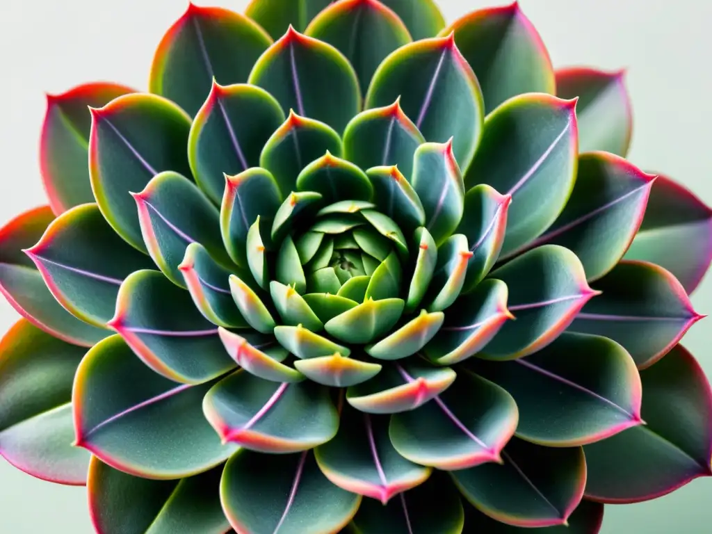 Una suculenta rara con hojas intrincadas en tonos verdes y flores delicadas en rosa y morado