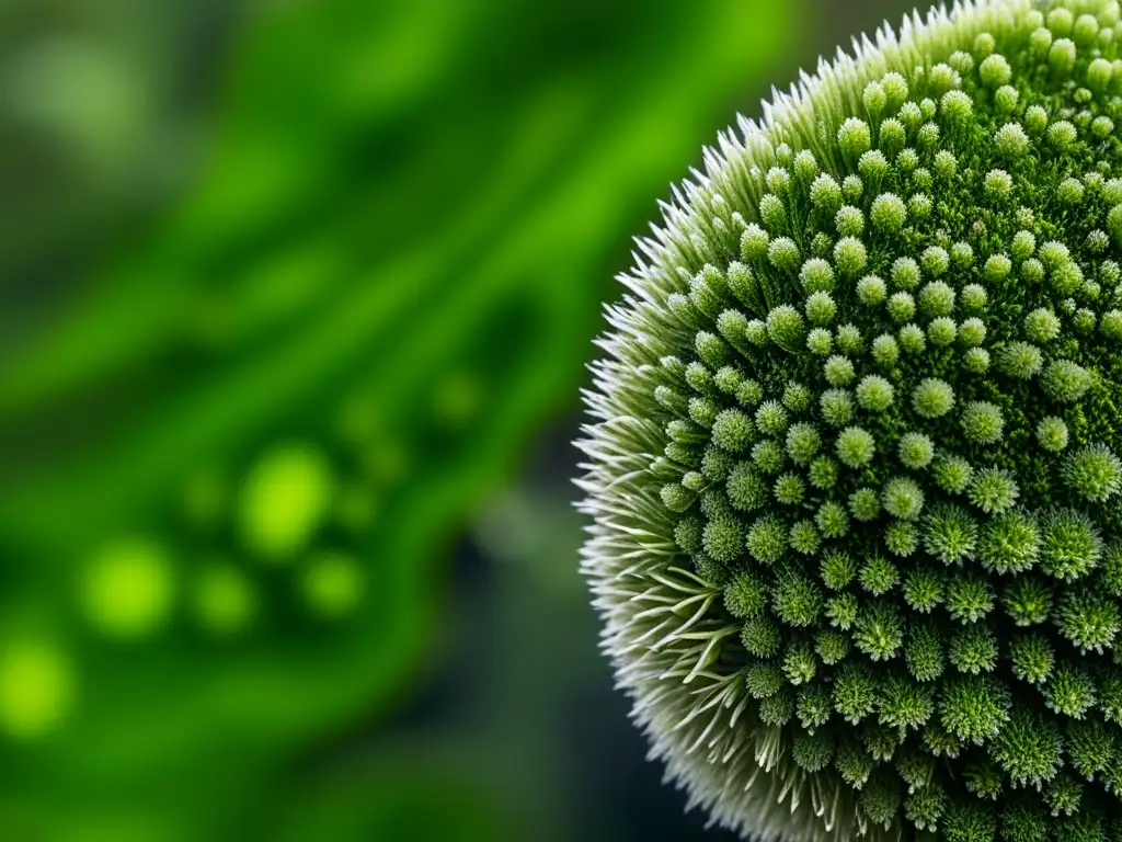 Un tapiz verde exuberante de musgo, con detalles delicados y esporofitos