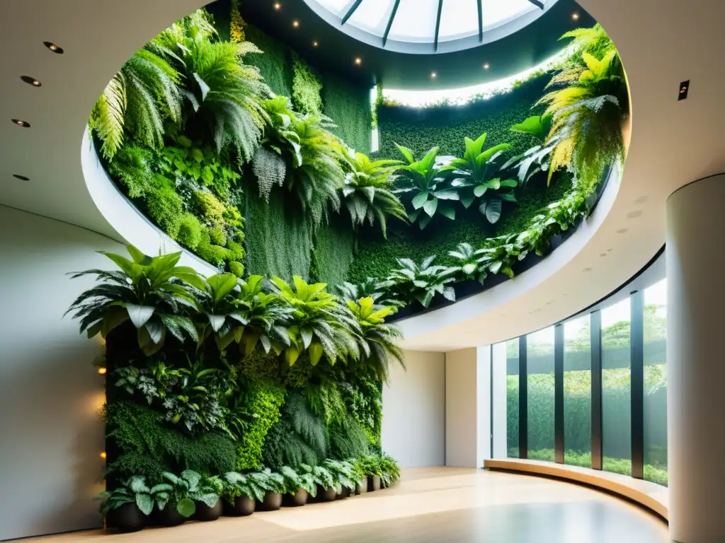 Techo verde sostenible con plantas en interior, creando un oasis natural y contemporáneo en el hogar