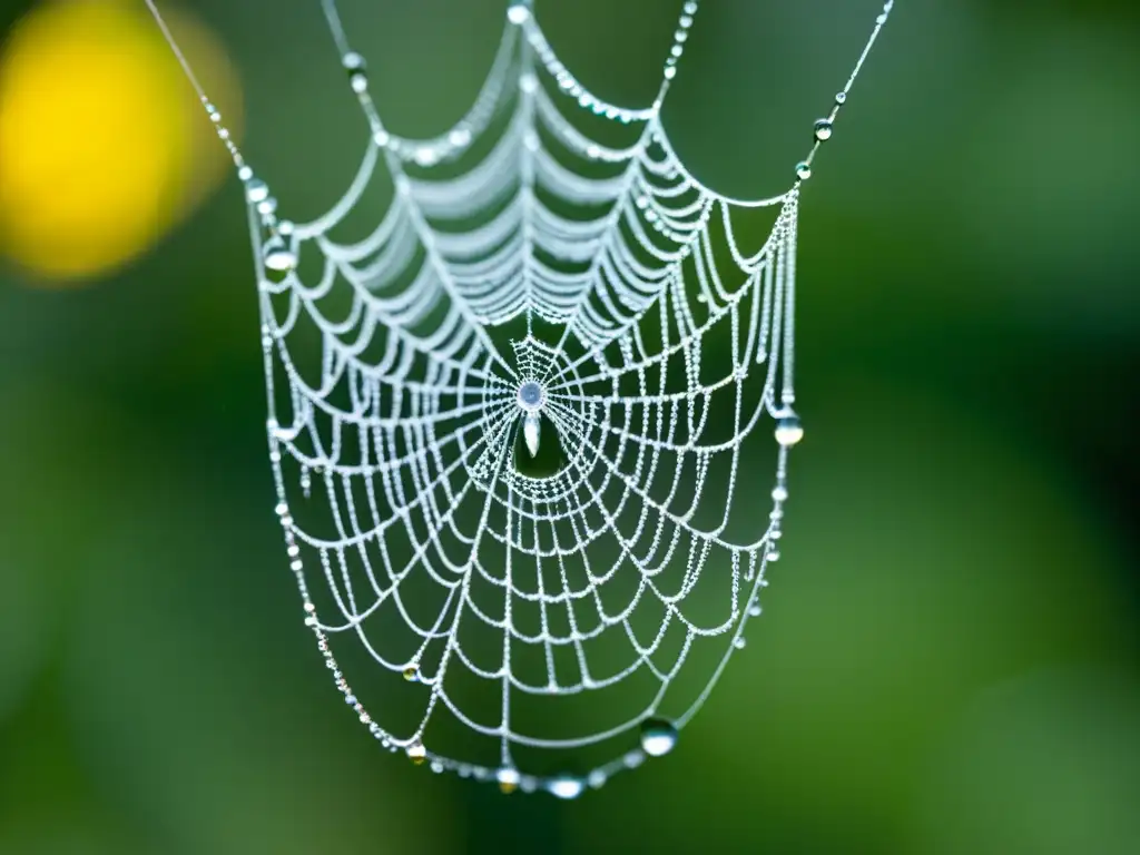 Técnica creativa de fotografía en interiores capturando la delicadeza de una telaraña adornada con gotas de rocío en blanco y negro