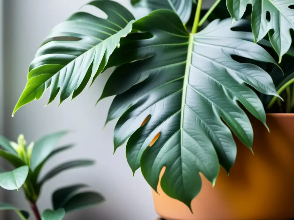 Técnica edición imágenes: Detalle de planta vibrante y exuberante en su entorno natural, bañada por luz suave