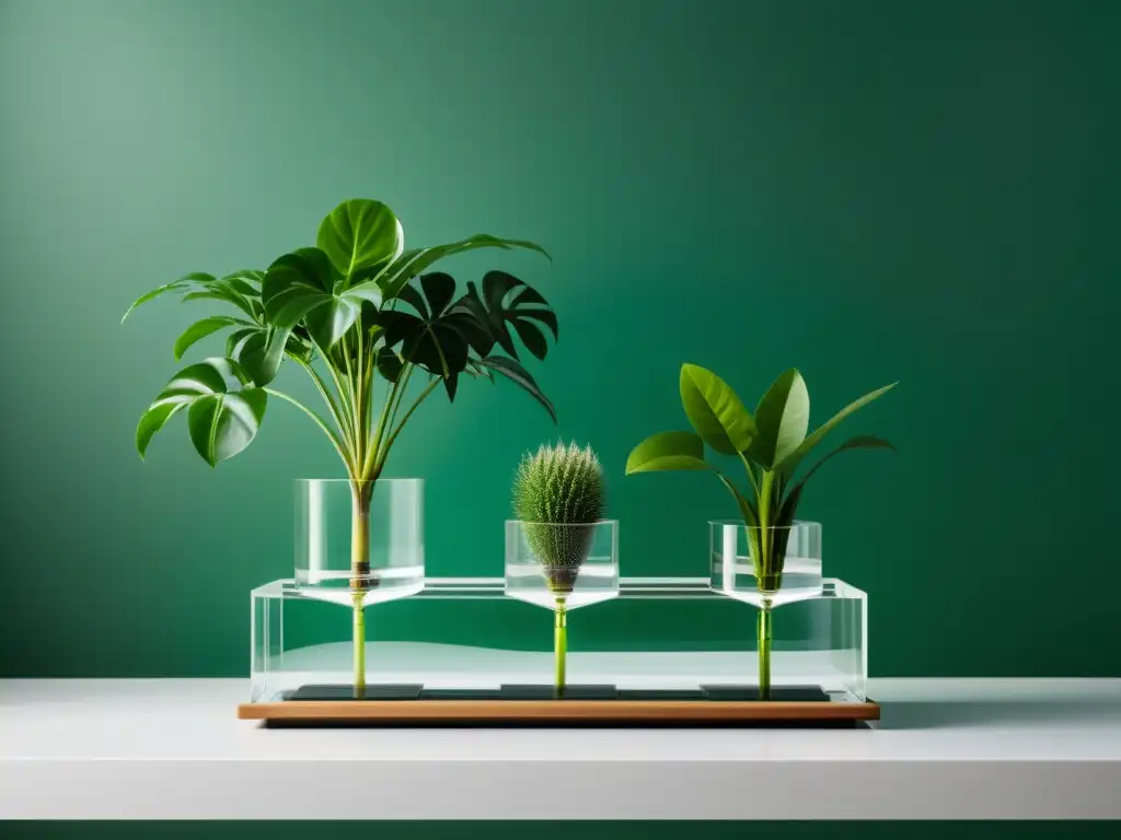 Técnicas de riego inteligente para plantas de interior: sistema moderno que riega plantas en un ambiente limpio y sofisticado