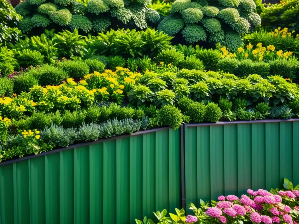 Un jardín de techo verde exuberante y cuidado en primavera