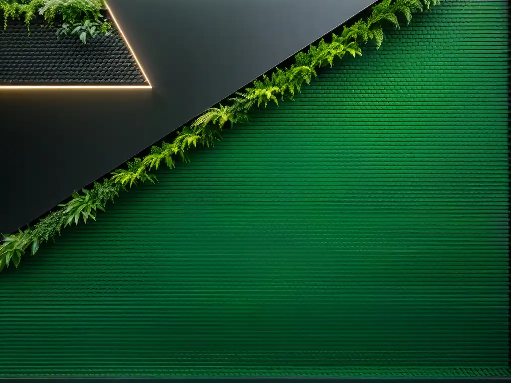 Diseño verde vertical para interiores: impresionante muro verde con plantas exuberantes en un interior minimalista y elegante