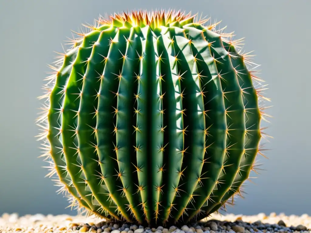 Cactus verde vibrante con espinas largas, en un fondo blanco