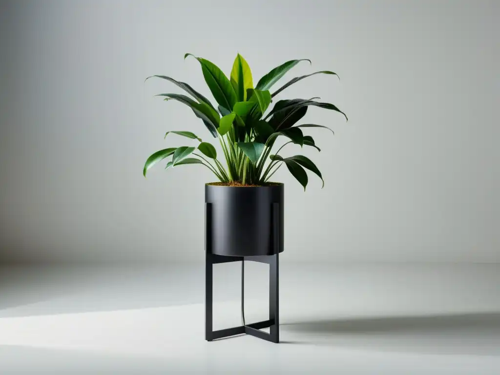 Vibrante stand exposición plantas interior, diseño minimalista que realza la belleza de las plantas en un entorno contemporáneo